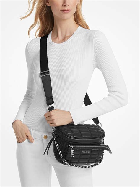 michael kors slater medium quilted leather sling pack|More.